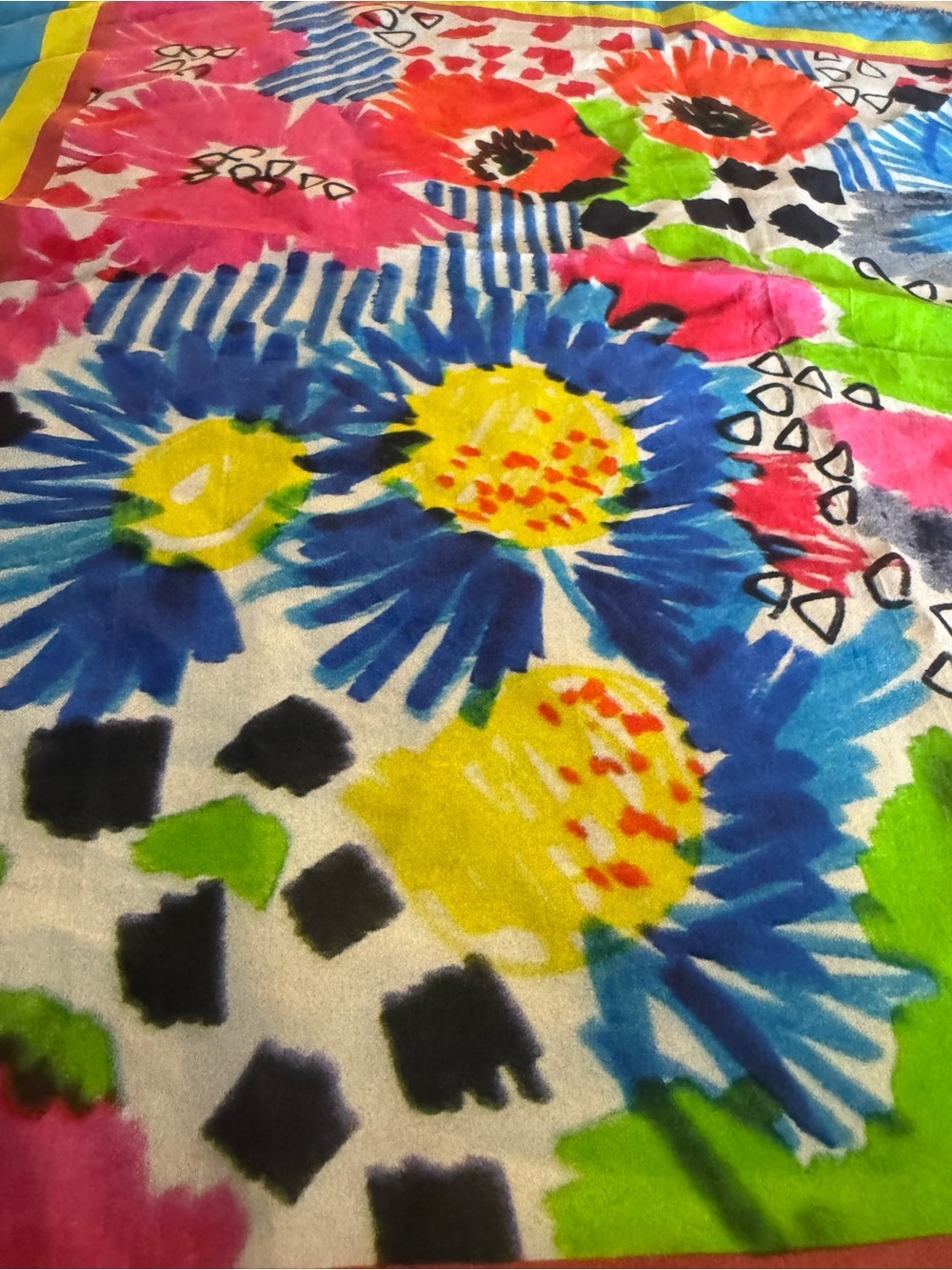 NWT BL-NK Bright Floral colorful scarf head wrap with tassels - Picture 4 of 9